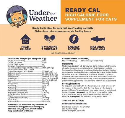 Ready Cal High Calorie Food Nutritional Gel Cat Supplement, 80-cc syringe