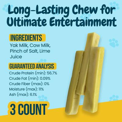 3 to 4-in Himalayan Yak Cheese Dog Chew Treats, Small, 3 count