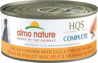 HQS Complete Gluten-Free Chicken Dinner with Eggs & Cheese Shredded Canned Wet Dog Food, 5.5-oz, case of 12