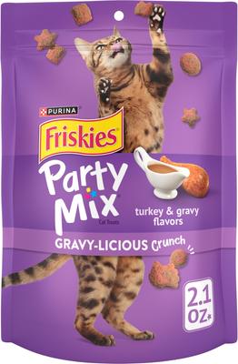 Deliciosas golosinas crujientes para gatos con sabor a pavo y salsa para fiestas, bolsa de 6 oz