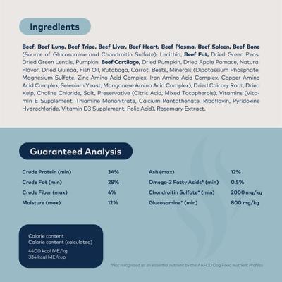 Paquete: Alimento para perros ZIWI Peak Beef sin cereales, deshidratado al aire, bolsa de 950 g + Alimento para perros deshidratado al vapor con receta de carne de res y calabaza, bolsa de 850 g