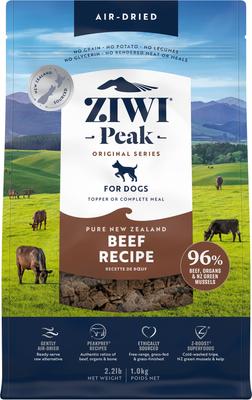 Paquete: Alimento para perros ZIWI Peak Beef sin cereales, deshidratado al aire, bolsa de 950 g + Alimento para perros deshidratado al vapor con receta de carne de res y calabaza, bolsa de 850 g