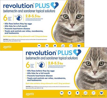 Topical Solution for Cats 2.8-5.5 lbs (Gold Box), 1 Dose (1-mos. supply)