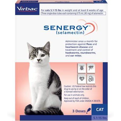 Solución tópica para gatos, 2,3-7 kg (caja azul), 3 dosis (suministro para 3 meses)