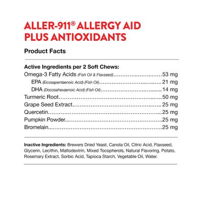 Aller-911 Plus Antioxidants Soft Chews Allergy Supplement for Cats, 60 count