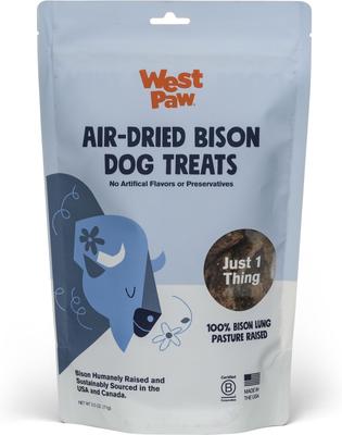 Single Ingredient Air-Dried Bison Lung Dehydrated Dog Treats, 2.5-oz bag