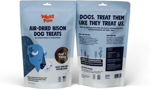 Single Ingredient Air-Dried Bison Lung Dehydrated Dog Treats, 2.5-oz bag