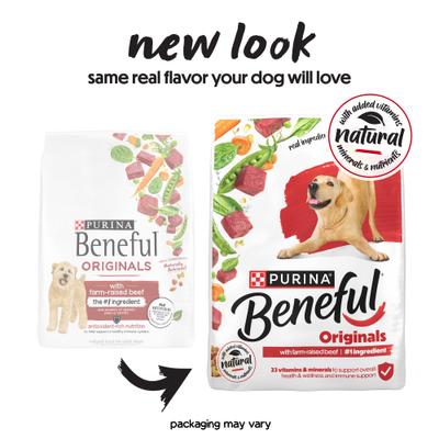 Paquete: alimento seco Purina Beneful Originals con carne de res real + premios Milk-Bone Original de galleta grande para perros