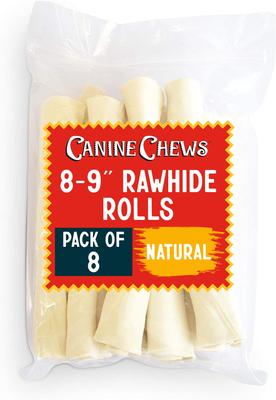 8-9-inch Long Lasting Retriever Rolls Beef Flavor Dental Dog Chews, 8 count