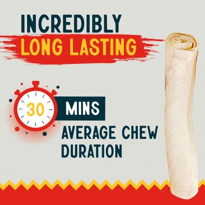 8-9-inch Long Lasting Retriever Rolls Beef Flavor Dental Dog Chews, 8 count