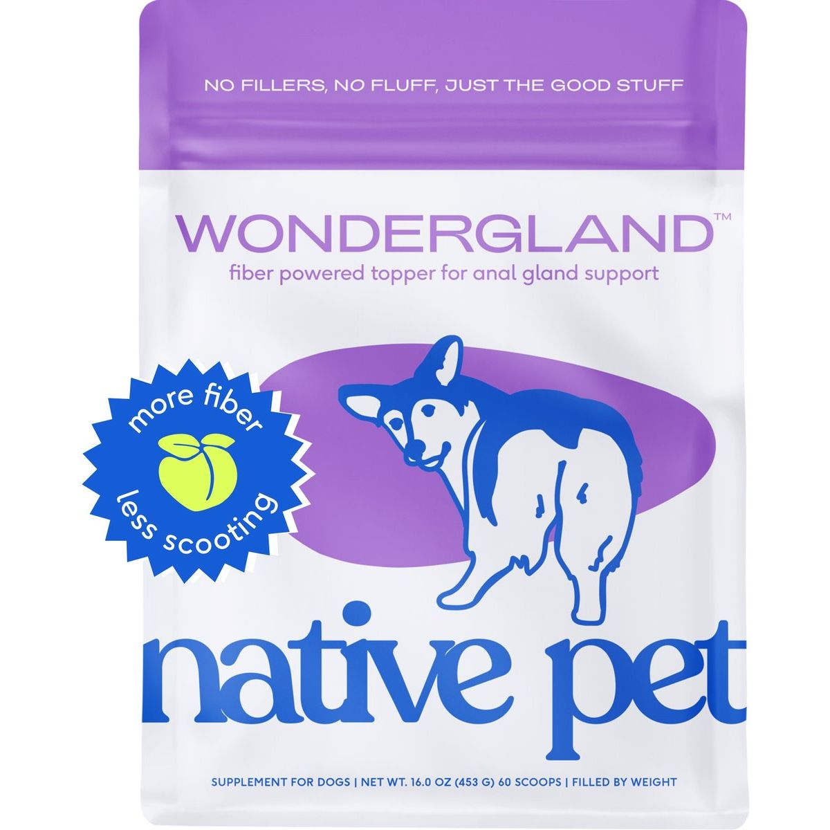 Native Pet WonderGland Anal Gland Pumpkin Fiber & Digestive Supplement for Dogs, 16-oz