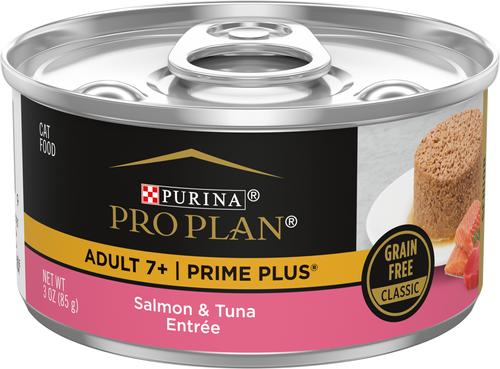 Prime Plus Adult 7+ Salmon & Tuna Entree Classic Canned Cat Food, 3-oz can, case of 24