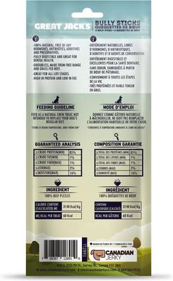 Canada Made Bully Sticks Dog Treats, 5-7-in, 6 count