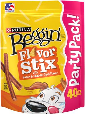Palitos de sabor con tocino y queso cheddar Jack, golosinas suaves y masticables para perros, bolsa de 40 oz