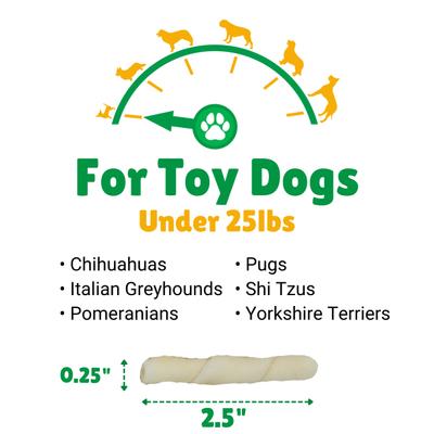 Masticables de cuero crudo liso para perros extra pequeños y de juguete, 200 unidades