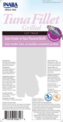 Bundle: Inaba Ciao Grain-Free Grilled Tuna Fillet Extra Tender in Tuna Flavored Broth Cat Treat, 0.52-oz pouch, pack of 6 + Weruva Cats in the Kitchen Cuties Variety Pack Grain-Free Canned Cat Food, 3.2-oz, case of 12