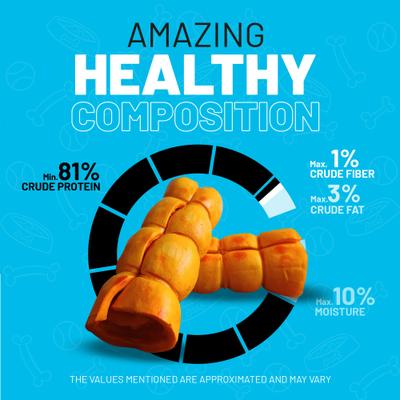 5-6" Beef Cheek Roll Peanut Butter Flavored Hard Chew Dog Treats, 4 Count