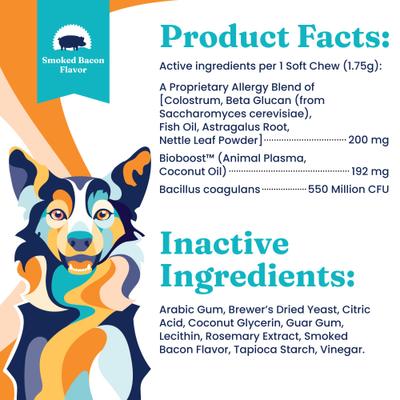 Pet Pal-lergy - Masticables blandos para aliviar la alergia y la picazón en perros (120 unidades)