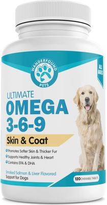 Omega 3-6-9 Skin & Coat Health Smoked Salmon & Liver Flavor Dog Supplement, 120 count