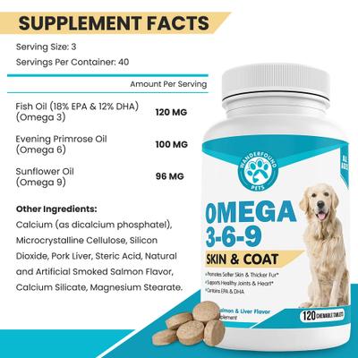 Omega 3-6-9 Skin & Coat Health Smoked Salmon & Liver Flavor Dog Supplement, 120 count