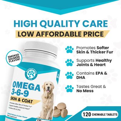 Omega 3-6-9 Skin & Coat Health Smoked Salmon & Liver Flavor Dog Supplement, 120 count