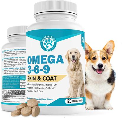 Omega 3-6-9 Skin & Coat Health Smoked Salmon & Liver Flavor Dog Supplement, 120 count