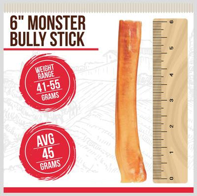 Monster Bully Sticks - Premios para perros (6 pulgadas, 3 unidades)