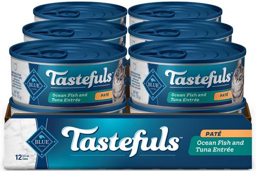 Tastefuls Natural Pate Ocean Fish & Tuna Wet Cat Food, 5.5-oz can, case of 12