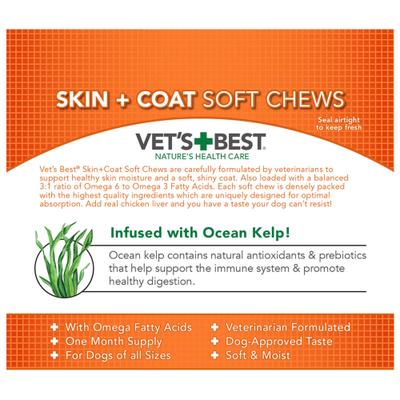 Chicken Flavored Soft Chews Skin & Coat Supplement for Dogs, 30 count