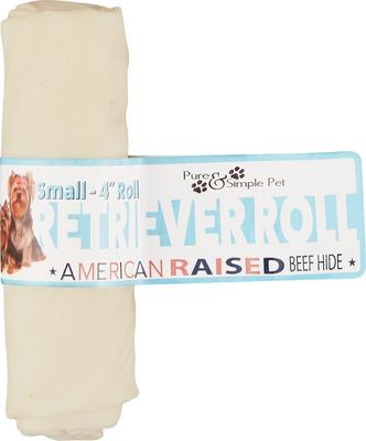 4" Rawhide Retriever Roll Dog Treat, Small, 4 count