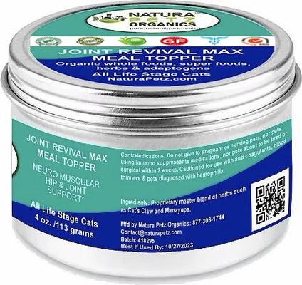JOINT REVIVAL MAX MASTER BLEND MEAL TOPPER* Neuro Muscular Hip & Joint Support* Cat Supplement, 4-oz jar