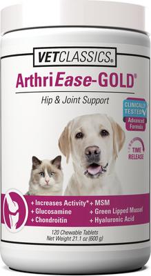 ArthriEase-GOLD Hip & Joint & Support Chewable Tablets Dog & Cat Supplement, 120 count
