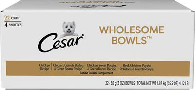 Wholesome Bowls - Alimento húmedo suave para perros adultos de razas pequeñas, paquete variado, tazón de 3 oz, caja de 22