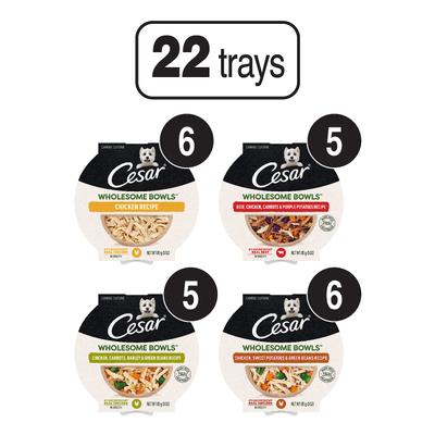 Wholesome Bowls Small Breed Adult Soft Wet Dog Food Variety Pack, 3-oz bowl, case of 22