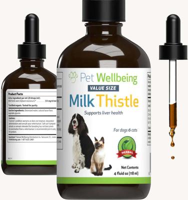 Milk Thistle Bacon Flavored Liquid Liver Supplement for Dogs & Cats, 4-oz bottle