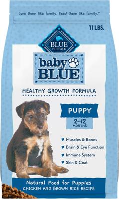 Paquete: Alimento seco para cachorros Blue Buffalo Baby BLUE Healthy Growth Formula Natural, receta de pollo y arroz integral, 11 lb + Alimento húmedo, receta de pollo y vegetales