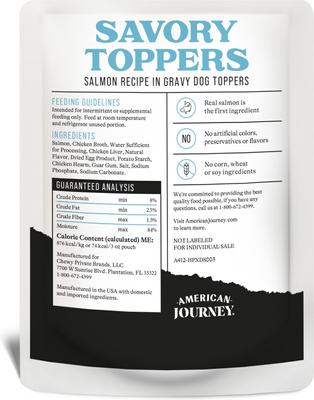 Savory Toppers Salmon Recipe in Gravy Grain-Free Dog Food Topper, 3-oz pouches, case of 24