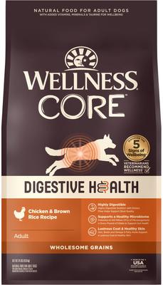 Bundle: Wellness CORE Digestive Health Wholesome Grains Chicken & Brown Rice Recipe Dry Food + Bowl Boosters Digestive Health Dry Dog Food Topper