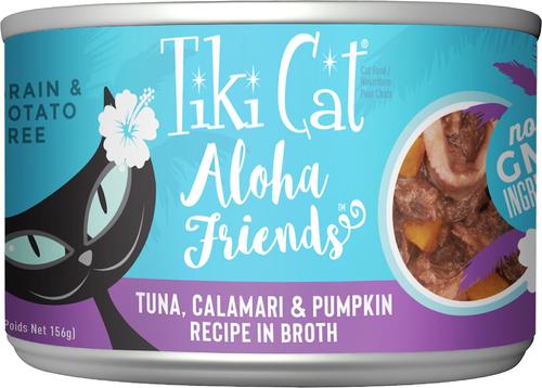 Aloha Friends Tuna, Calamari & Pumpkin Recipe in Broth Grain-Free Wet Cat Food, 3-oz pouch, case of 12