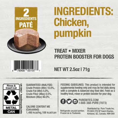 Dog Pates Chicken & Pumpkin Food Topping, 2.5-oz can, 12 count