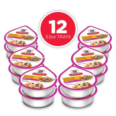 Bandejas de alimento húmedo para cachorros de razas pequeñas y mini, estofado sabroso de pollo y verduras, 3.5 oz, 12 unidades