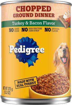Chopped Ground Dinner Turkey & Bacon Flavor Adult Canned Wet Dog Food, 13.2-oz, case of 12