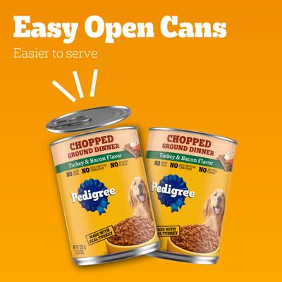 Chopped Ground Dinner Turkey & Bacon Flavor Adult Canned Wet Dog Food, 13.2-oz, case of 12