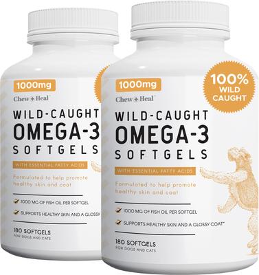 Wild-Caught Omega Skin + Coat Softgels Made with Wild-Caught Fish Oil Supplement for Dogs & Cats, 360 count