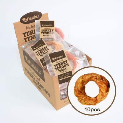 Anillo de tendón de pavo natural, premios masticables naturales para perros, grandes, 10 unidades