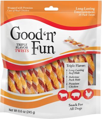 Triple Flavor Twist Sticks Pork, Beef & Chicken Dog Treat Chew, 35 count