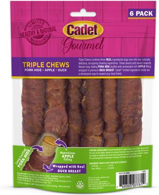 Gourmet Triple Chew Twists Apple & Duck Flavor Dog Chews, 6 count