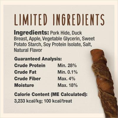 Gourmet Triple Chew Twists Apple & Duck Flavor Dog Chews, 6 count