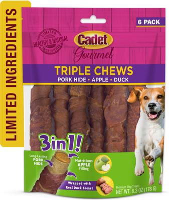 Gourmet Triple Chew Twists Apple & Duck Flavor Dog Chews, 6 count