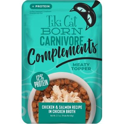 Born Carnivore Complements Chicken Recipe in Chicken Broth Grain-Free Wet Cat Food Topper, bolsa de 2.1 oz, caja de 12